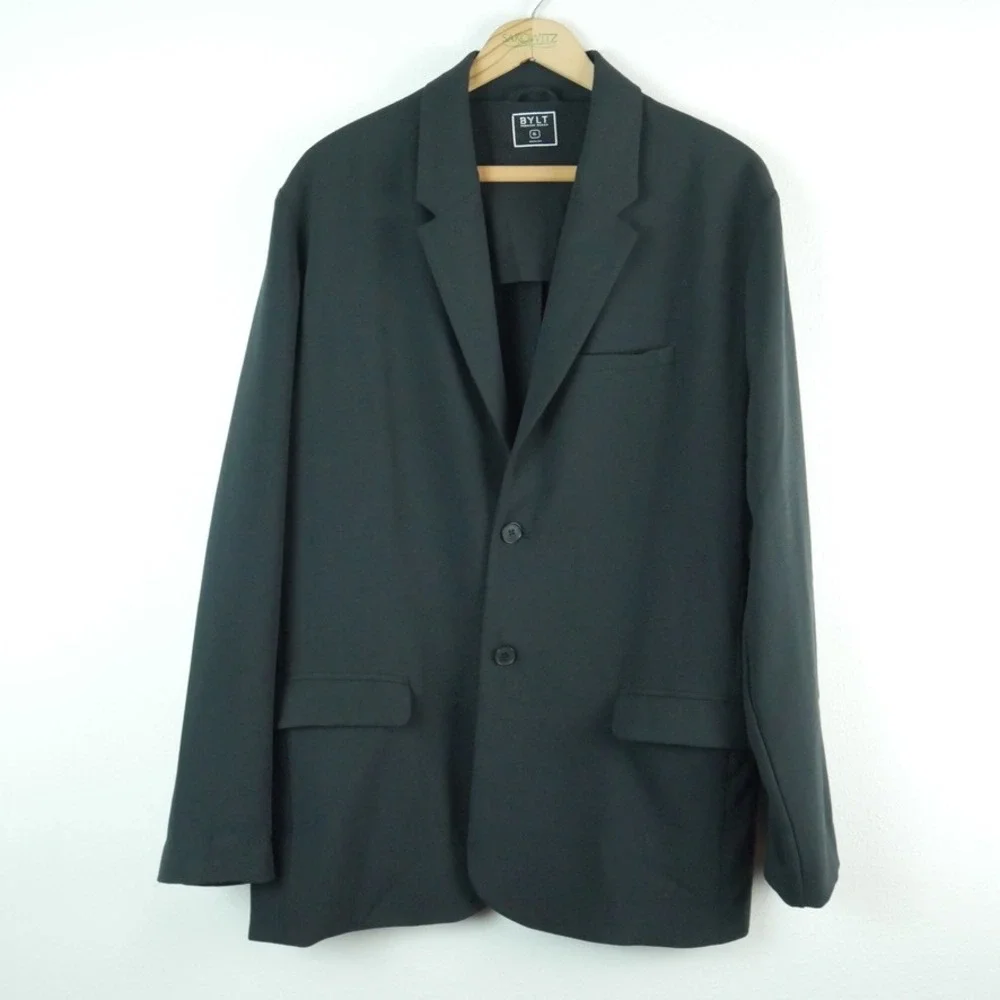 BYLT Premium Basics Mens Pro Blazer Black Two Button Jacket XL Performance